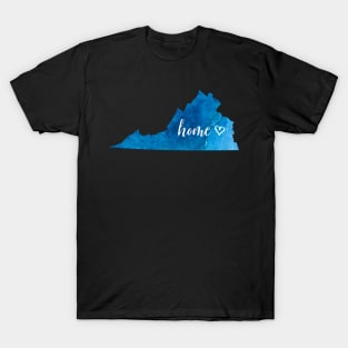 Virginia State "Home" Watercolor Blue T-Shirt